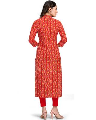 Red printed cotton ethnic-kurtis 2