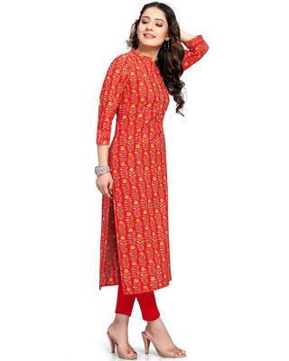 Red printed cotton ethnic-kurtis 3