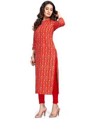 Red printed cotton ethnic-kurtis 4