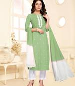 Green printed cotton ethnic-kurtis