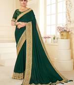 Green embroidered georgette saree with blouse
