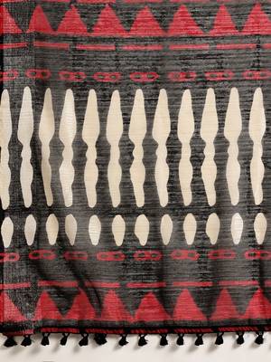 Black Printed Cotton Silk Saree With Blouse 5