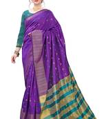 Purple woven jacquard saree with blouse