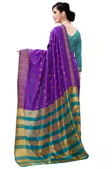 Purple woven jacquard saree with blouse