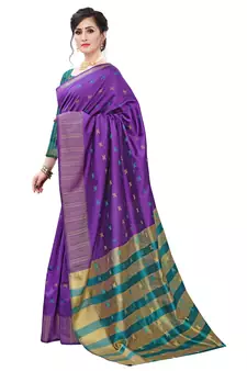 Purple woven jacquard saree with blouse