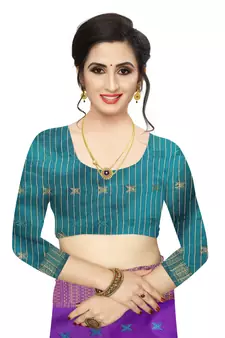 Purple woven jacquard saree with blouse