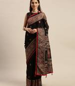 Black embroidered jute saree with blouse