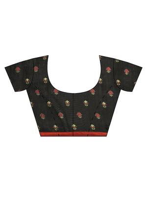 Black embroidered jute saree with blouse 3