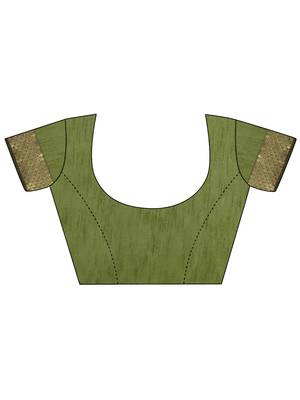 Green brasso brasso saree with blouse 4