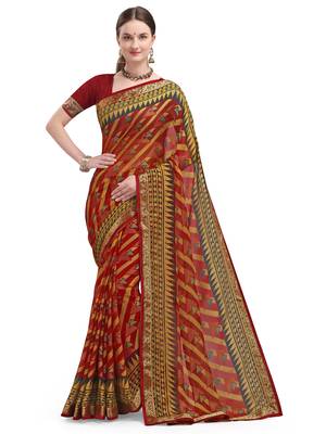 Maroon brasso brasso saree with blouse 2