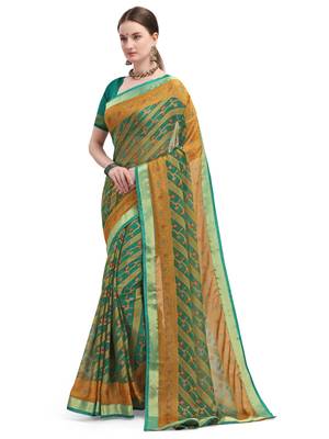 Cyan brasso brasso saree with blouse 3