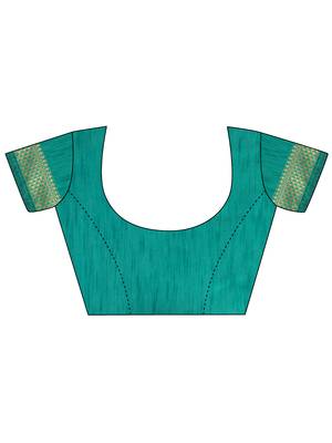 Cyan brasso brasso saree with blouse 4