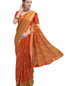 Orange brasso brasso saree with blouse