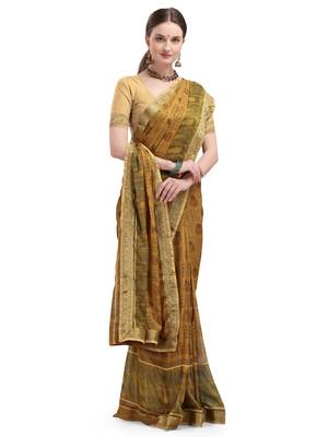 Cream brasso brasso saree with blouse 1