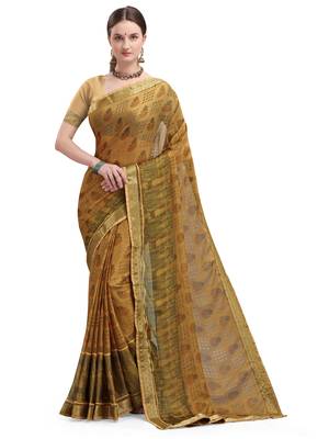 Cream brasso brasso saree with blouse 2
