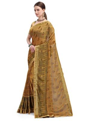 Cream brasso brasso saree with blouse 3