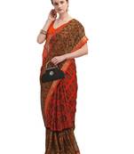 Orange brasso brasso saree with blouse