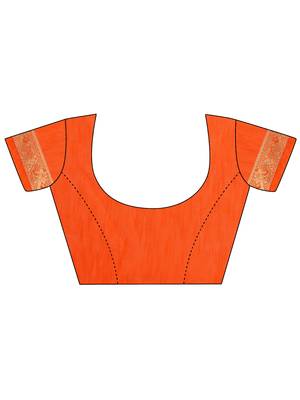 Orange brasso brasso saree with blouse 4