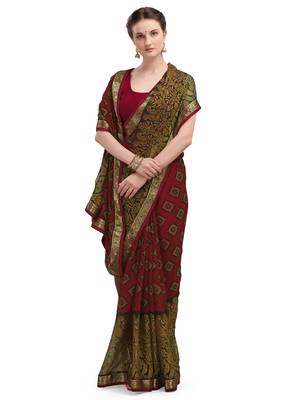 Maroon brasso brasso saree with blouse 1