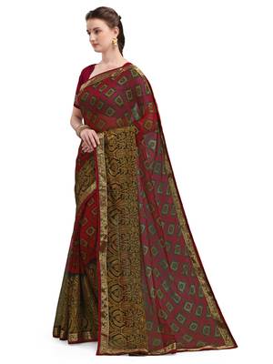 Maroon brasso brasso saree with blouse 3