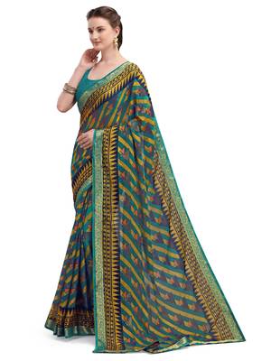 Blue brasso brasso saree with blouse 3