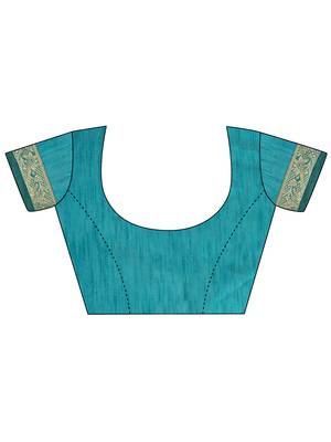 Blue brasso brasso saree with blouse 4