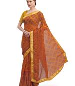 Orange brasso brasso saree with blouse