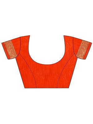 Orange brasso brasso saree with blouse 4