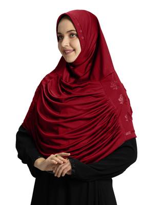 Modest Women's Embellished with Glittering Stone Designs Polycotton Feel Good Fabric  AASIMAH  HIJAB 2