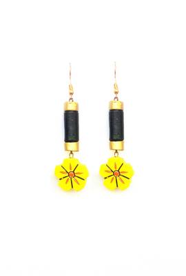 RozMili Handmade Yellow terracotta-Hoop Earring 1