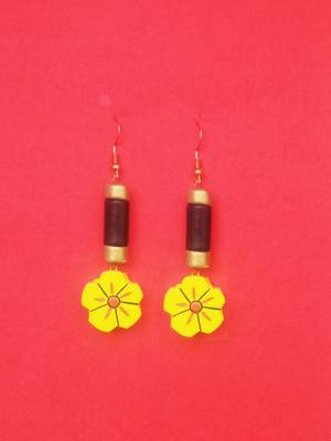 RozMili Handmade Yellow terracotta-Hoop Earring 3