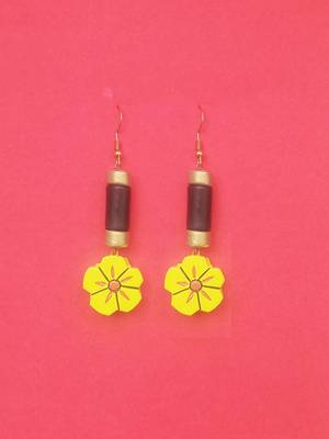 RozMili Handmade Yellow terracotta-Hoop Earring 4