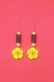 RozMili Handmade Yellow terracotta-Hoop Earring