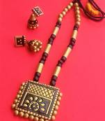 Handmade Gold/Black terracotta-necklace set