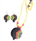 RozMili Handmade Black terracotta-jewelry pendant set