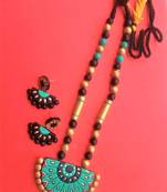 RozMili Handmade Brown terracotta-jewelry Necklace set