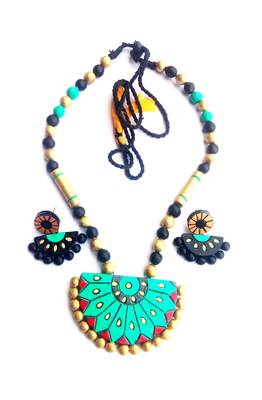 RozMili Handmade Brown terracotta-jewelry Necklace set 2