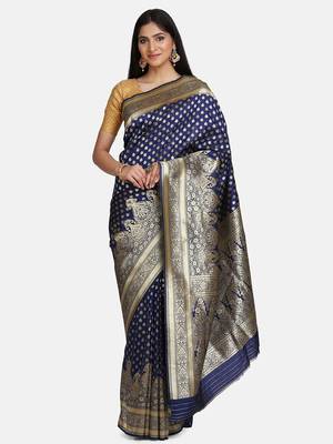Blue Pure Silk saree 1