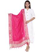 Pink Cotton Muslin Gota Patti Dupatta