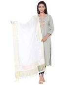 White Cotton Muslin Gota Patti Dupatta