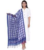 Blue Organza Checks Design Dupatta