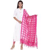 Pink Organza Checks Design Dupatta