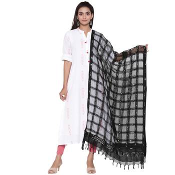 Black Organza Checks Design Dupatta 1