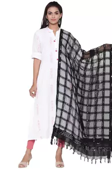 Black Organza Checks Design Dupatta