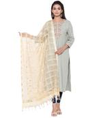 Beige Organza Checks Design Dupatta