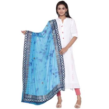 Turquoise Blue Tie Dye Gota Patti Dupatta 1