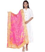 Pink Yellow Tie Dye Gota Patti Dupatta