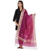 Magenta Cotton Silk Gota Patti Dupatta