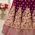 Engaging Purple Zari, Sequins and thread embroidered velvet fabric lehenga choli for dulhan