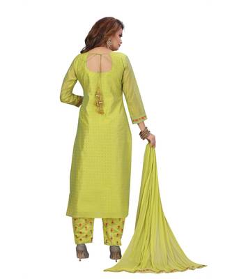 BEIGE COLOR CHANDERI PANT SET EMBELLISHED WORK WITH STONE kurti 4